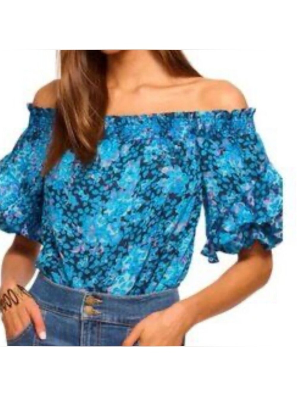Ramy Brook Blue and Purple Floral Blouse